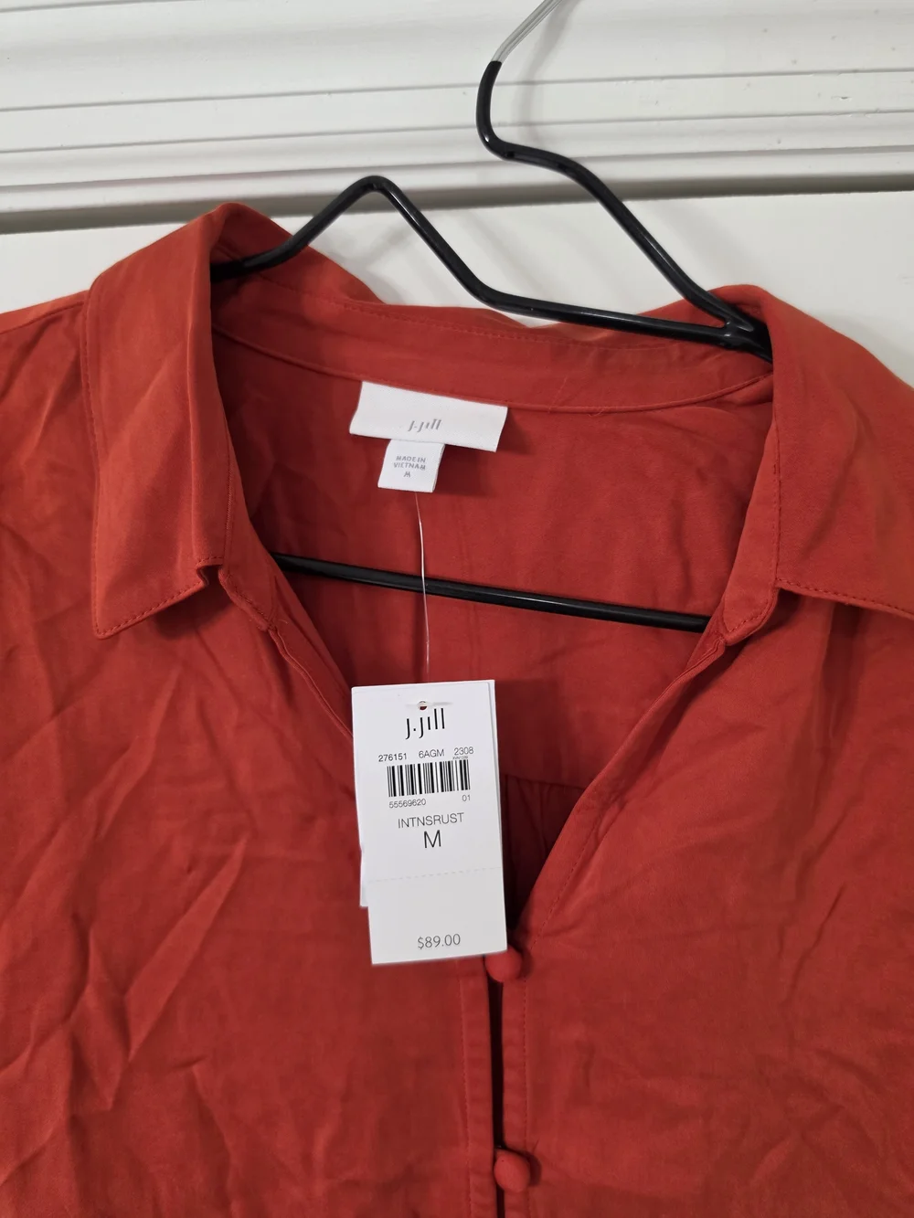 J. Jill Red Long-Sleeve Button-Down Shirt